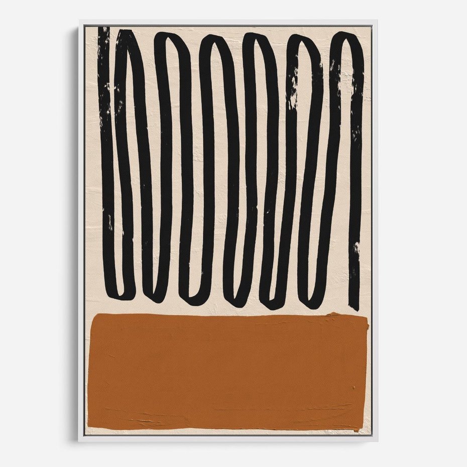 Obraz w ramie 70x100 - Boho Impulsy Kreatywności - abstrakcyjny plakat, brąz - rama biała