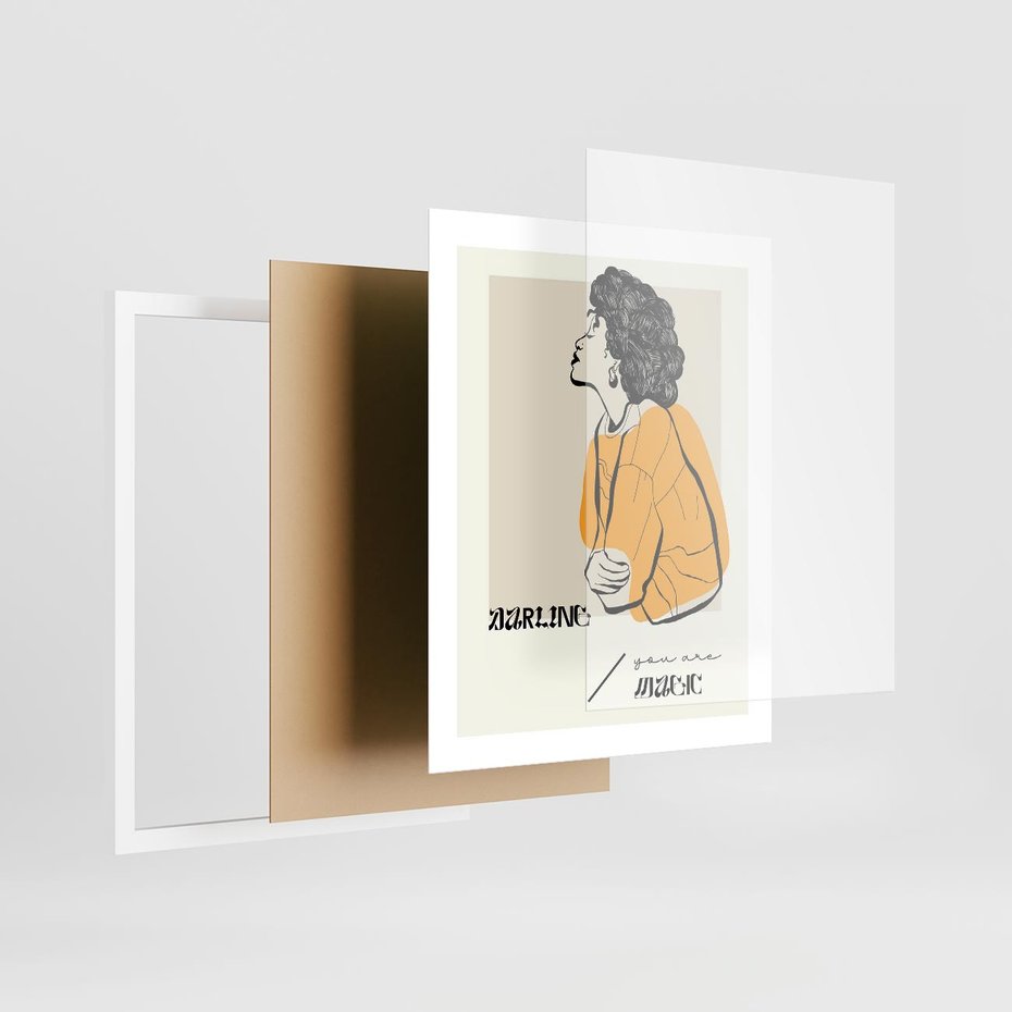 Plakat w ramie 40x50 - Siła Kobiety: Plakat ze Szkicem - kobieca grafika, plakat - rama biała