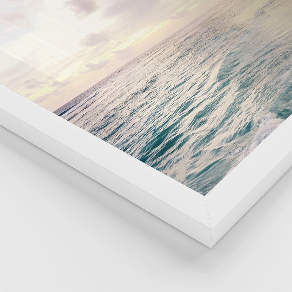 Zestaw obrazy w ramie 30x40 galeria - Cytat, podróż, rajska, plaża - rama biała