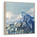 Obraz w ramie 80x80 - Majestat Błękitnych Szczytów - olejny obraz, górski pejzaż - rama drewno