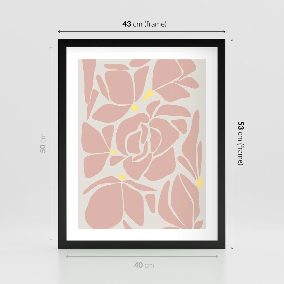 Plakat w ramie 40x50 - Rozplątane Akwarelowe Formy - abstrakcyjne boho kwiaty, kompozycja - rama czarna