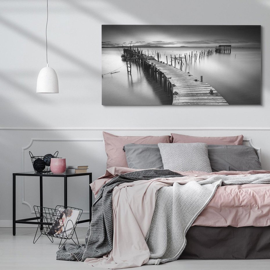 Obraz na płótnie 120x60 - Spokój natury - jezioro, molo