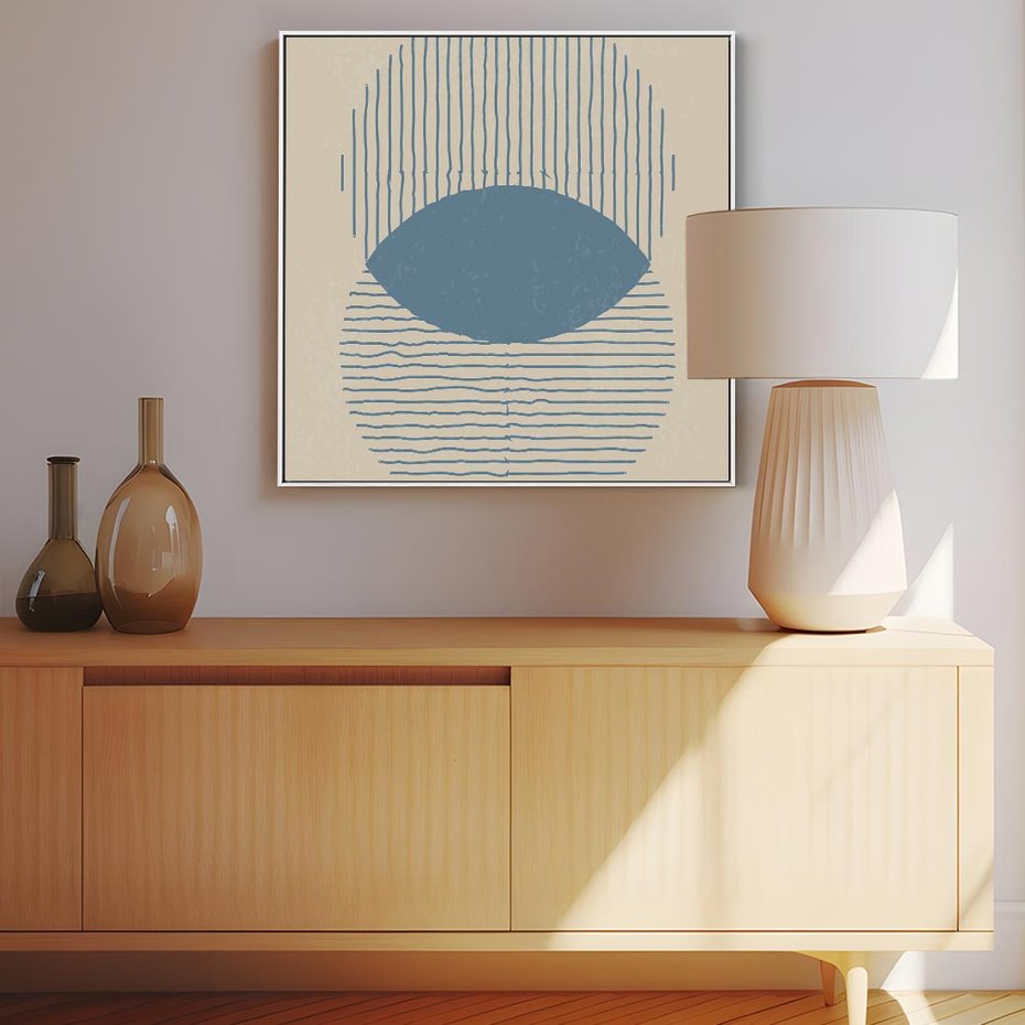 Obraz w ramie 80x80 - Wnętrza Refleksji - geometryczne kształty, koła - rama biała