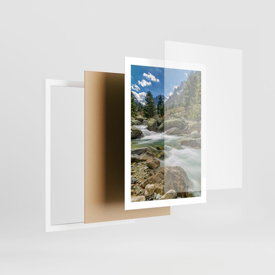 Plakat w ramie 50x70 - Górski strumyk w harmonii - strumyk, górski - rama biała