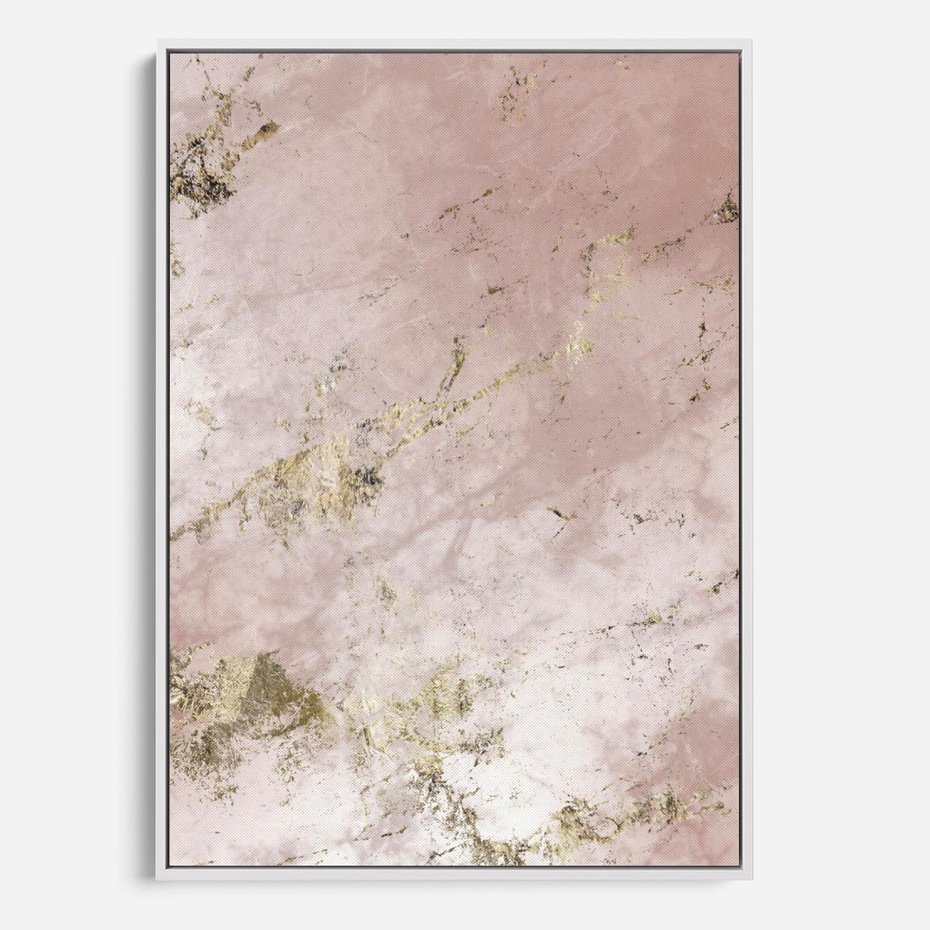 Obraz w ramie 80x120 - Piękno w Szczegółach - marmur, złoto - rama biała