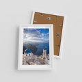 Plakat w ramie 30x40 - Błękitne Przezycia - Santorini, morze - rama biała