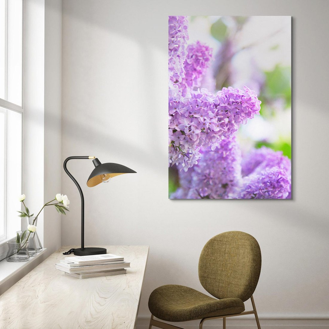 Obraz na płótnie 50x70 - Delikatny liliowy dotyk - lilie, fiolet