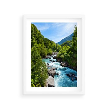 Plakat w ramie 40x50 - Górski strumyk - strumyk, góry - rama biała