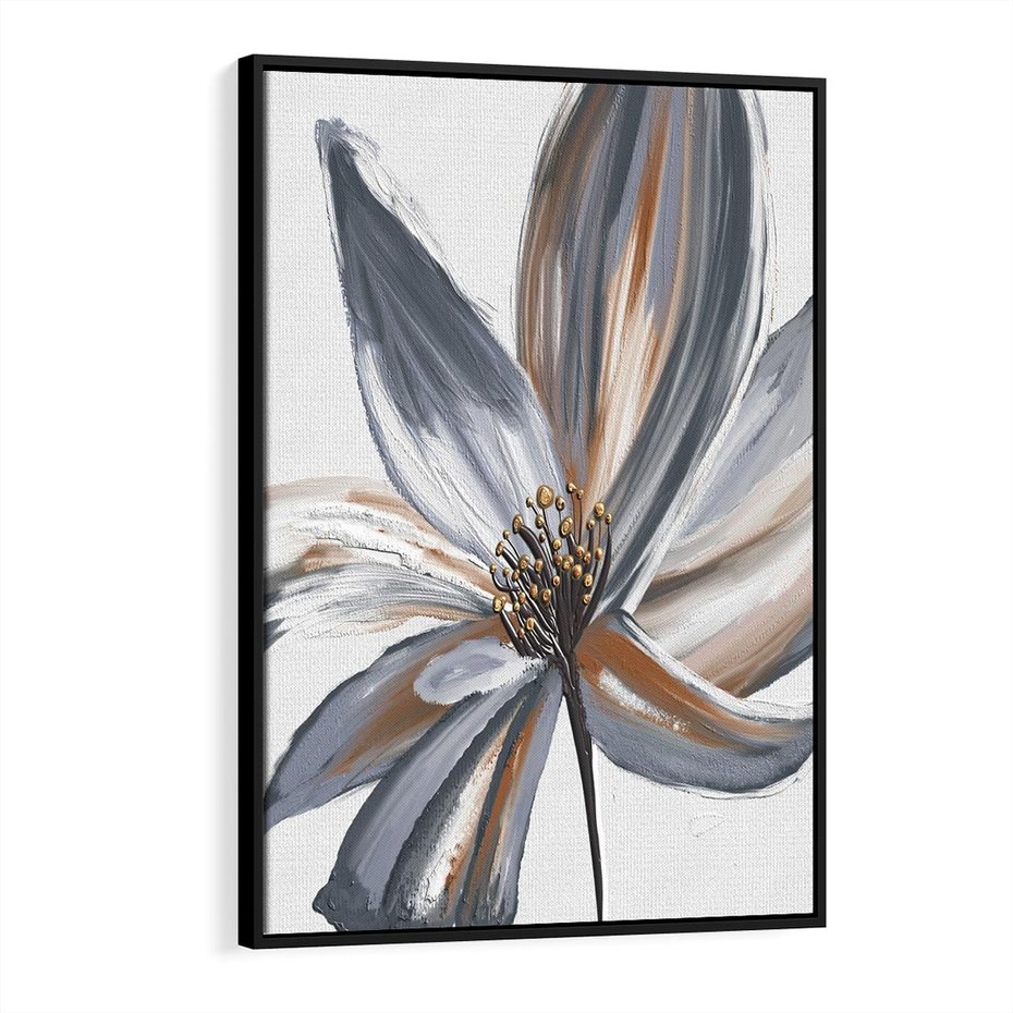 Obraz w ramie 50x70 - Olejne kwiaty - wyraz emocji - kwiaty, malowane - rama czarna