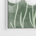 Obraz w ramie 70x100 - Spokojne Plamy Natury - zielony plakat, roślinne motywy - rama biała