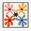 Obraz w ramie 50x50 - Taniec Akwareli - abstrakcyjne wielokolorowe kwiaty, minimalizm - rama czarna