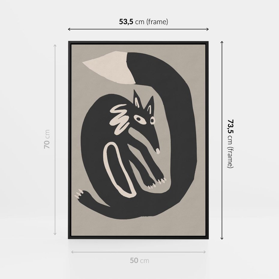 Obraz w ramie 50x70 - Migotliwe Echa Skandynawii - skandynawska sztuka, lis - rama czarna