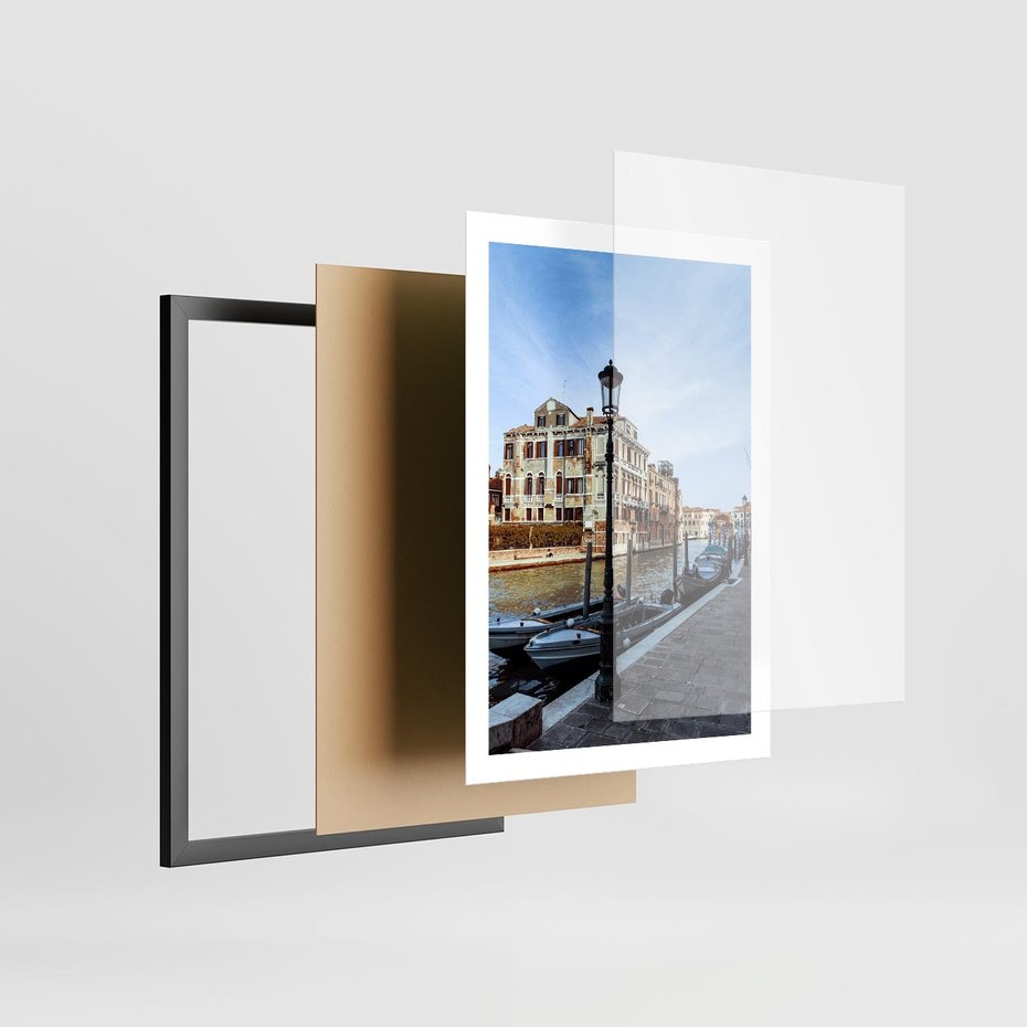 Plakat w ramie 50x70 - Kanały Wenecji - Wenecja, kanały - rama czarna