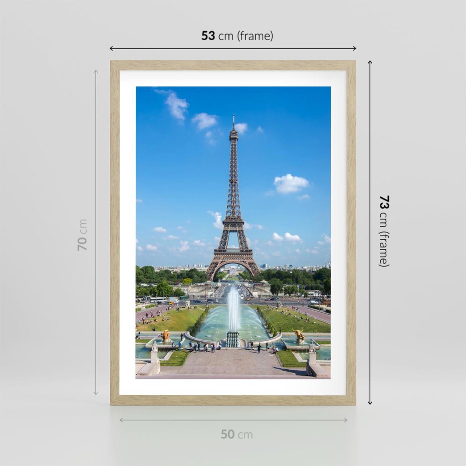 Plakat w ramie 50x70 - Wieża Eiffla - Eiffla, Paryż - rama drewno