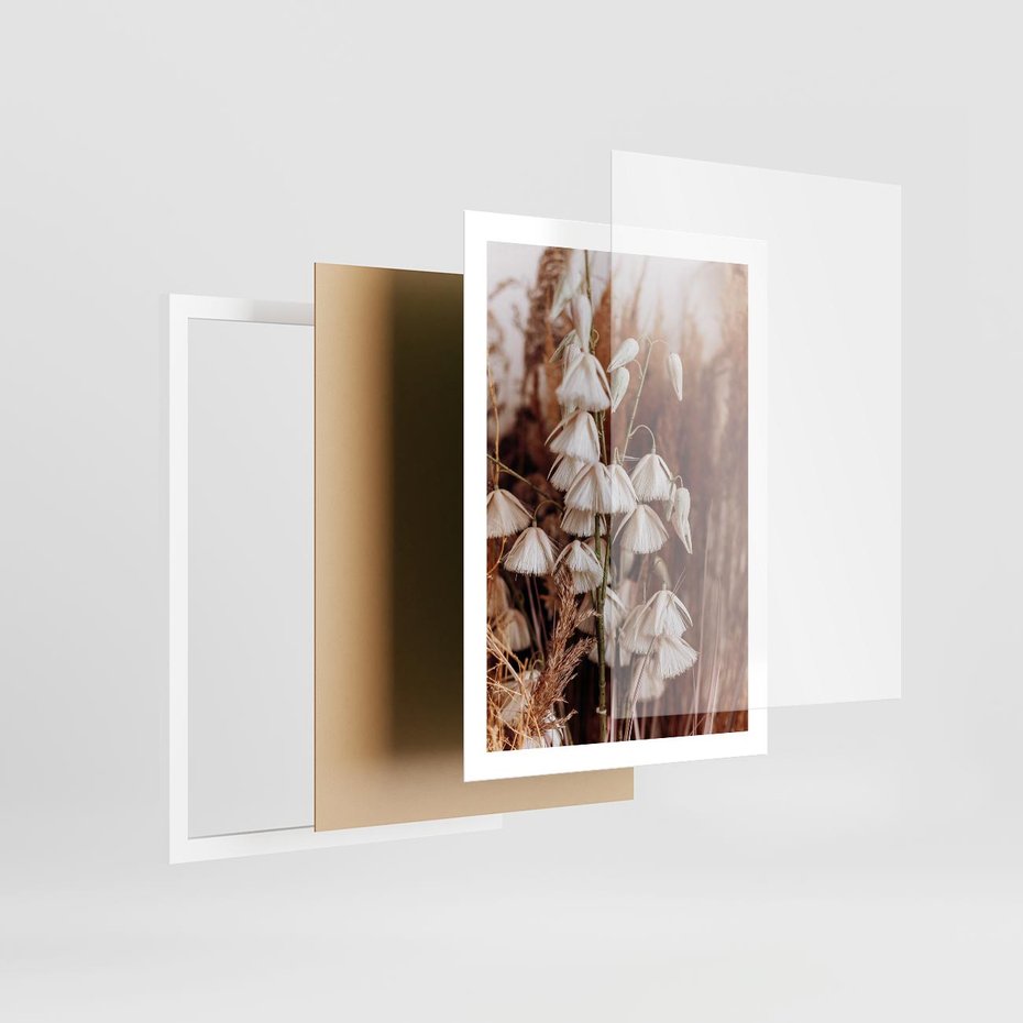 Plakat w ramie 50x70 - Boho Styl z Suchymi Trawami - suche trawy, bogo styl - rama biała