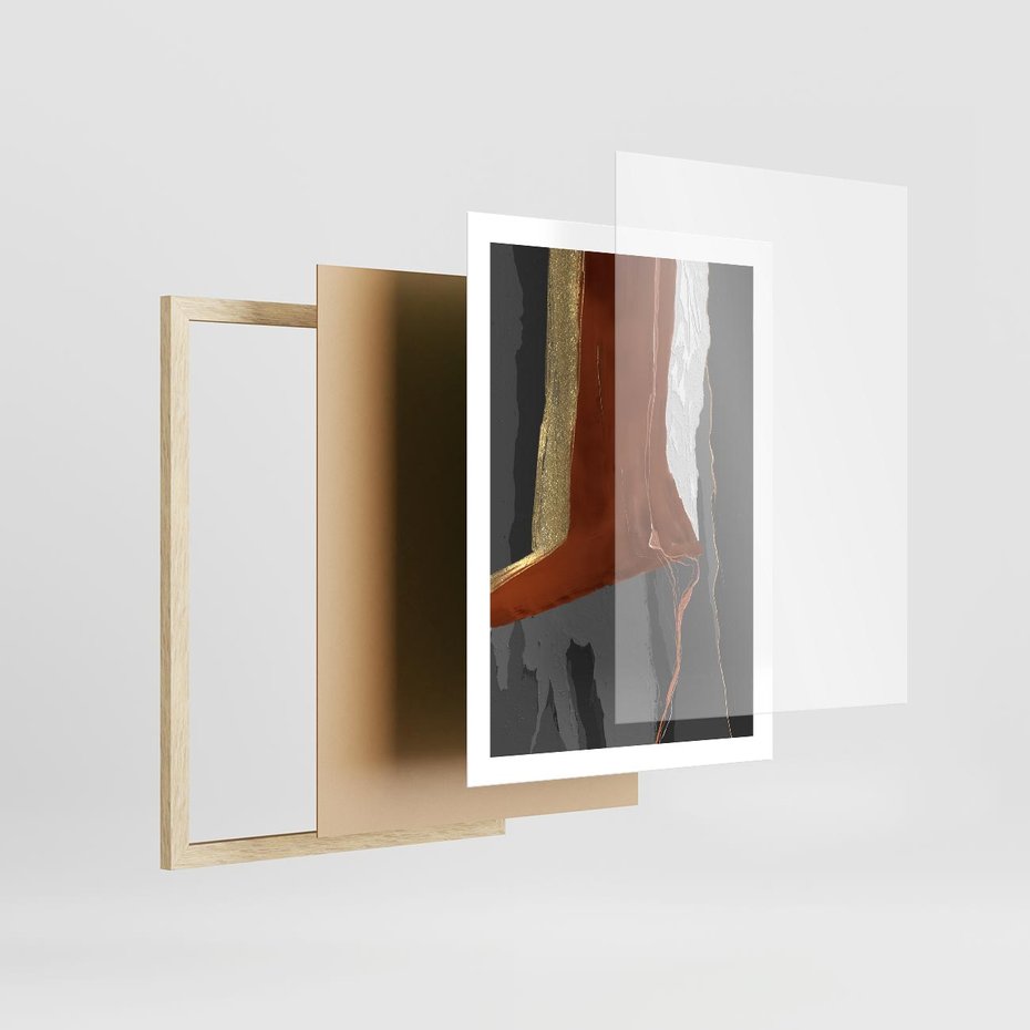 Plakat w ramie 50x70 - Abstrakcyjna impresja - abstrakcja, nowoczesny - rama drewno
