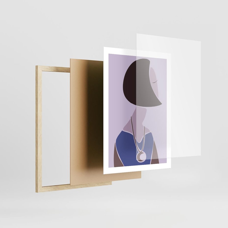 Plakat w ramie 50x70 - Kobieca Esencja - nowoczesny plakat, modern art - rama drewno