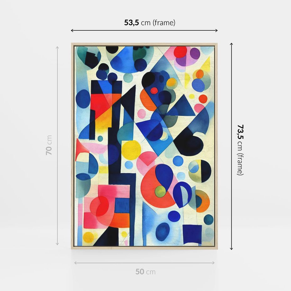 Obraz w ramie 50x70 - Księga Akwarelowych Przeniknięć - abstrakcyjny obraz, różne kolorowe kształty - rama drewno