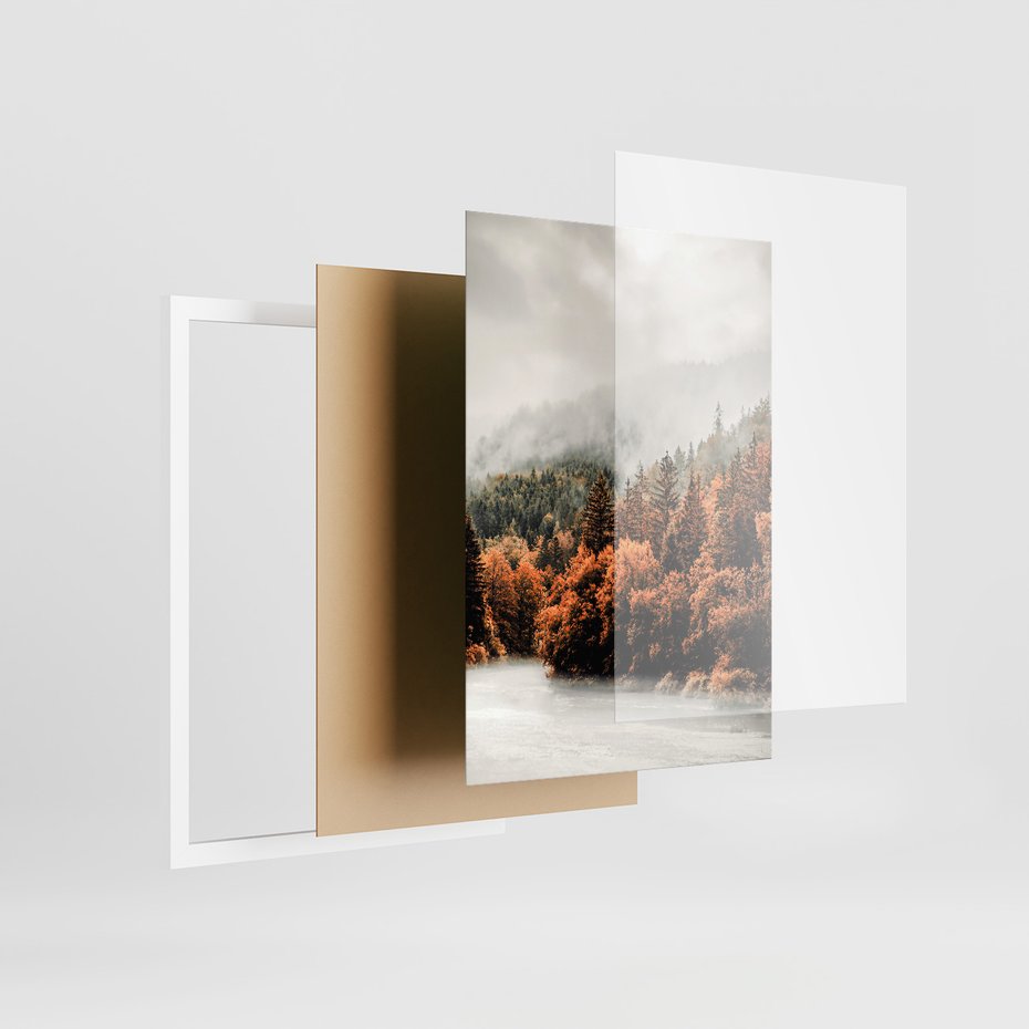 Zestaw obrazy w ramie 50x70 galeria - Krajobraz, góry, jesień, liście - rama biała