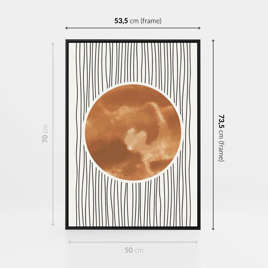 Obraz w ramie 50x70 - Eteryczne Krągłe Echa - boho obraz, geometria - rama czarna