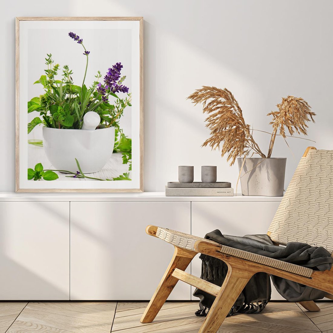 Plakat w ramie 50x70 - Kwiaty i zioła w restauracji - kwiaty, zioła - rama drewno