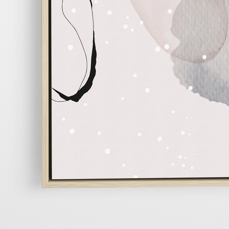 Obraz w ramie 80x120 - Migocące Barwy - abstrakcyjne plamy akwarelowe, czarny szkic - rama drewno