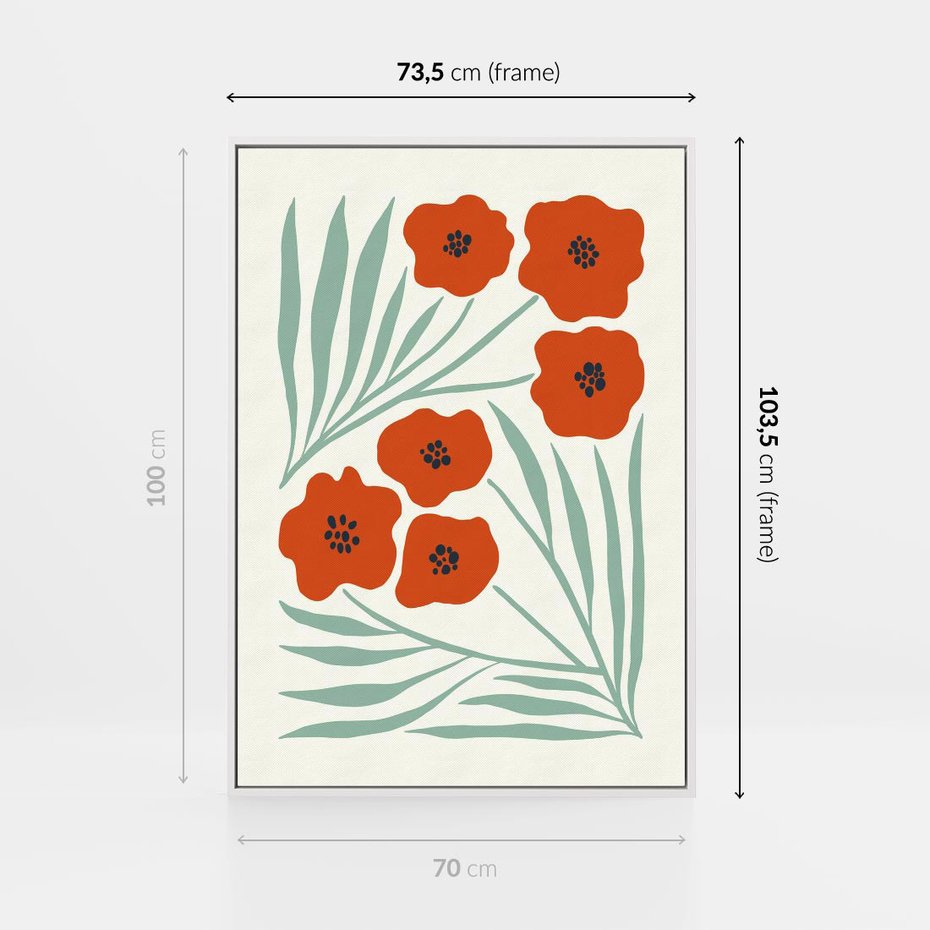 Obraz w ramie 70x100 - Makowe Odkrycie - czerwone kwiaty, maki - rama biała