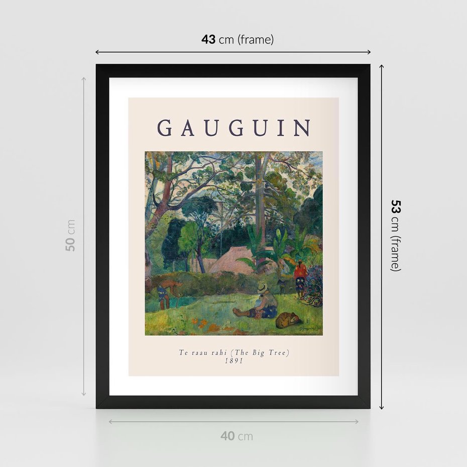 Plakat w ramie 40x50 - Gauguin: Reprodukcja i Typografia - Gauguin, reprodukcja - rama czarna
