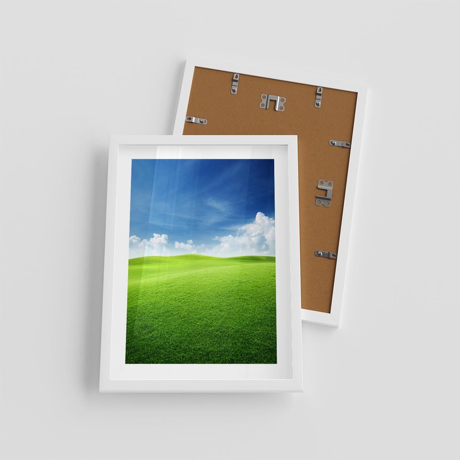 Plakat w ramie 30x40 - Łąka pod Niebem - łąka, niebo - rama biała