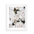 Plakat w ramie 40x50 - Modne Białe Kwiaty - białe kwiaty, płatki - rama biała