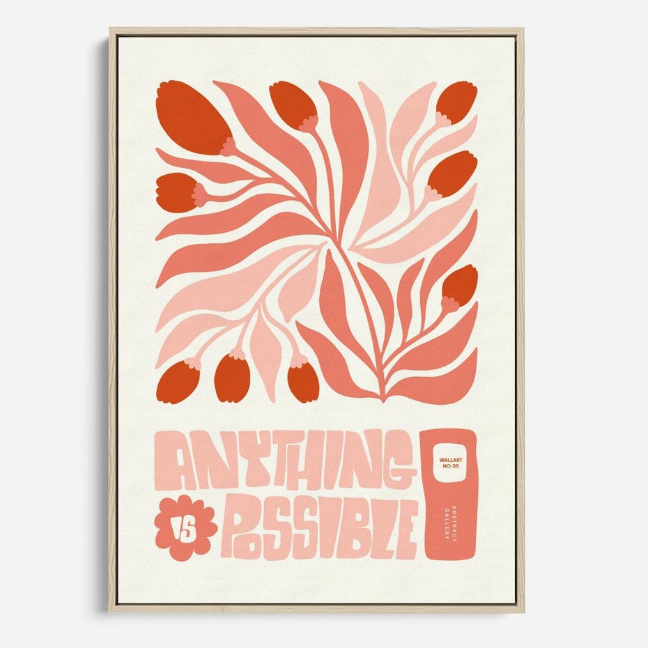 Obraz w ramie 80x120 - Migotliwa Euforia - kompozycja w łososiowym kolorze, kwiaty - rama drewno