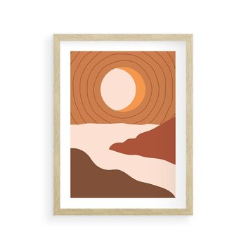 Plakat w ramie 40x50 - Sztuka Zachodu Słońca: Nowoczesna Sceneria - plakat, nowoczesna grafika - rama drewno