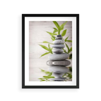 Plakat w ramie 30x40 - Spa kamienie: naturalne piękno - spa, kamienie - rama czarna