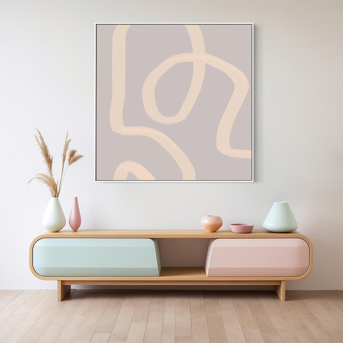 Obraz w ramie 50x50 - Nowoczesne Odbicia - minimalistyczny obraz, nowoczesny - rama biała