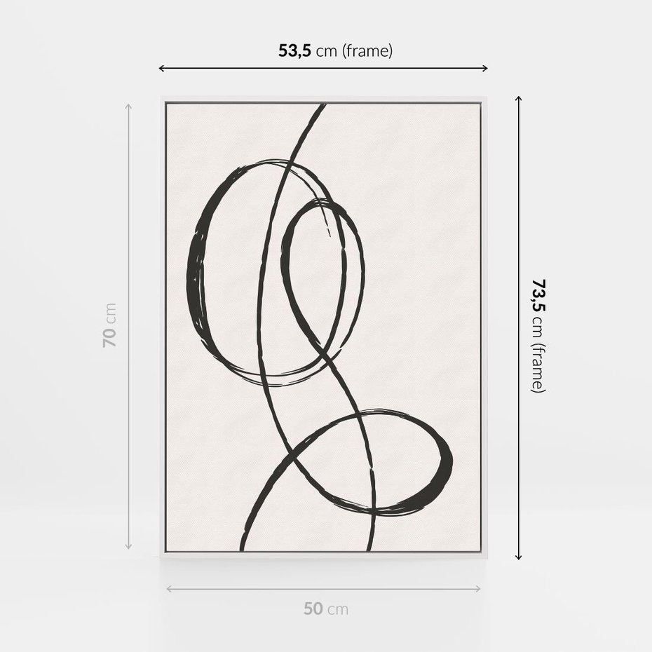 Obraz w ramie 50x70 - Zaklęte Linie - abstrakcyjne szkicowane linie, minimalizm - rama biała