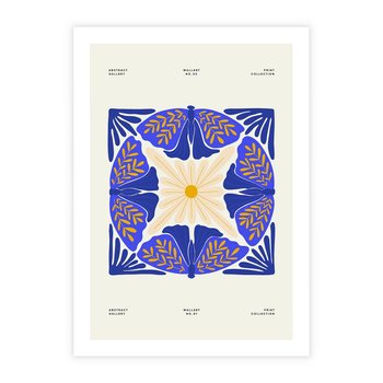 Plakat bez ramy 21x30 - Księga Abstrakcji - abstrakcyjna boho kompozycja, granatowe ćmy