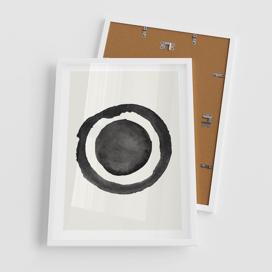 Plakat w ramie 50x70 - Bezgraniczne Widoki - abstrakcyjne plamy okręgi, akwarelowe - rama biała