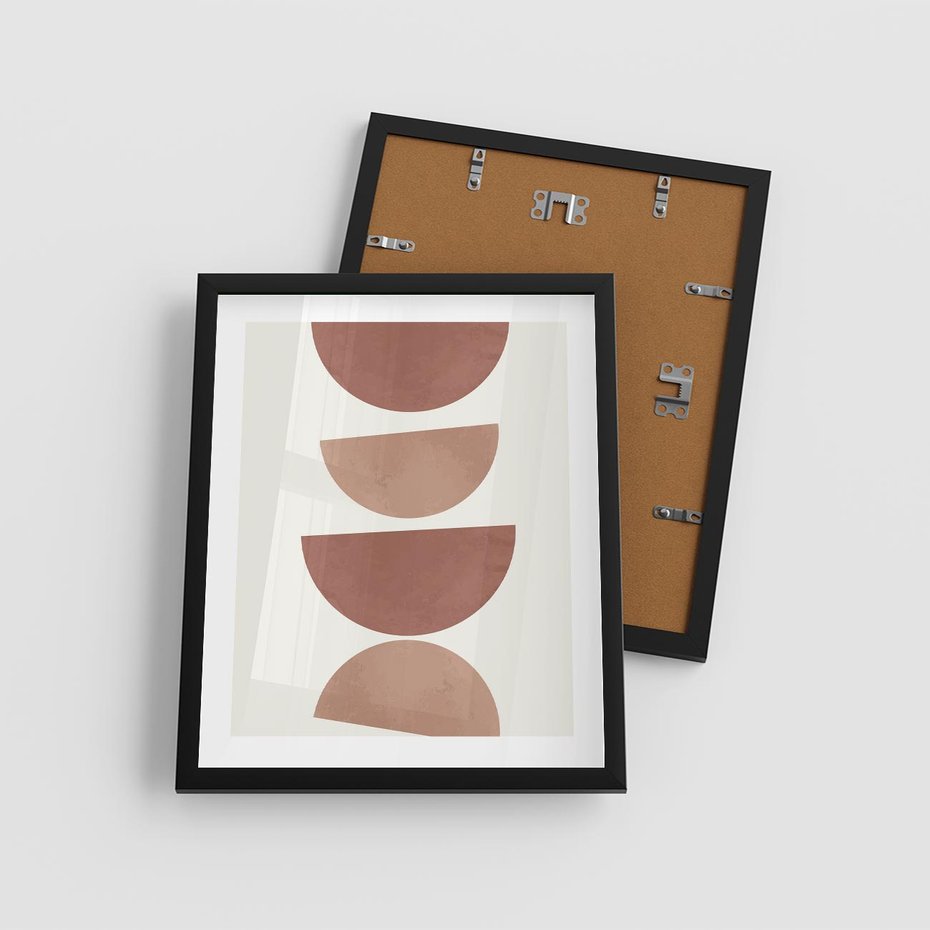 Plakat w ramie 40x50 - Abstrakcyjne Widzenia - abstrakcyjne geometryczne kształty, odcienie brązu i beżu - rama czarna