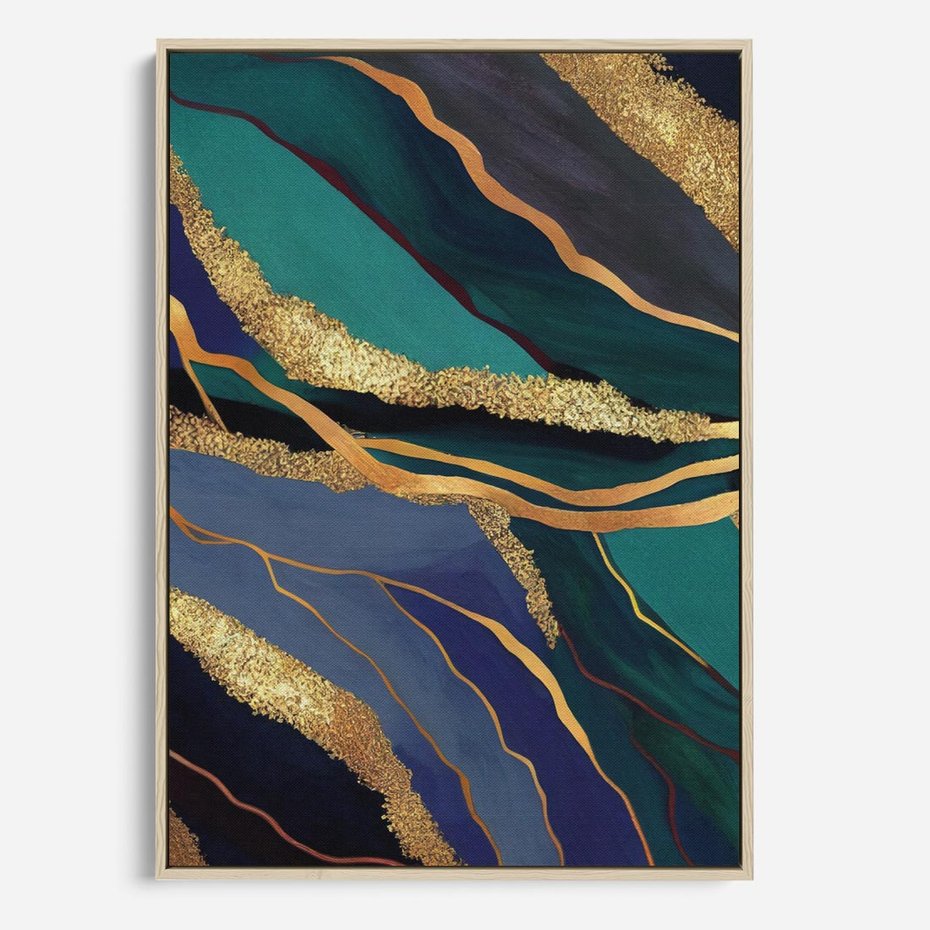 Obraz w ramie 50x70 - Sztorm malarskich emocji - marmur, abstrakcyjna grafika - rama drewno