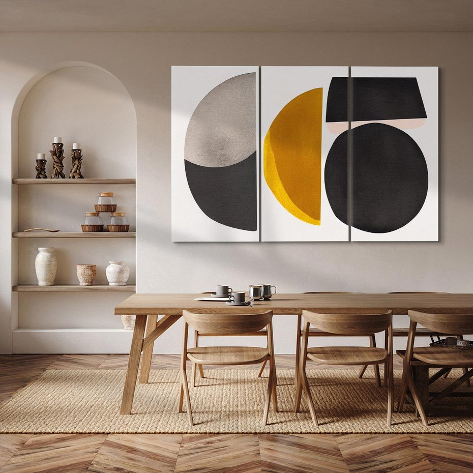 Obraz na płótnie 120x80 - Tajemnice sztuki odkryte - geometryczne półkola, kształty