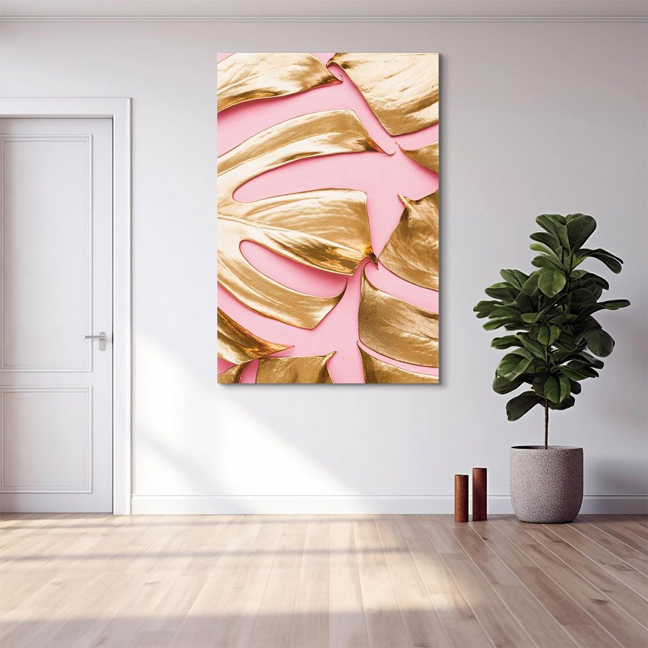 Obraz na płótnie 80x120 - Przyjemność w Naturze - złote, liście