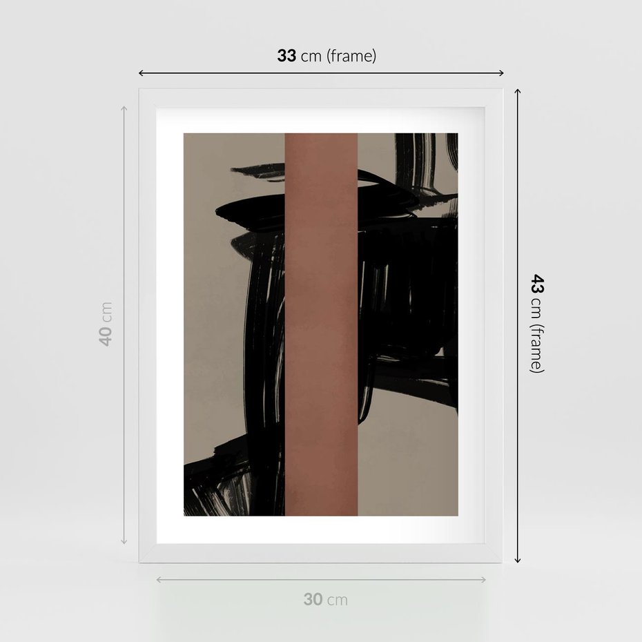 Plakat w ramie 30x40 - Niezwykłe Przeobrażenia - abstrakcja, czarne splatane linie - rama biała