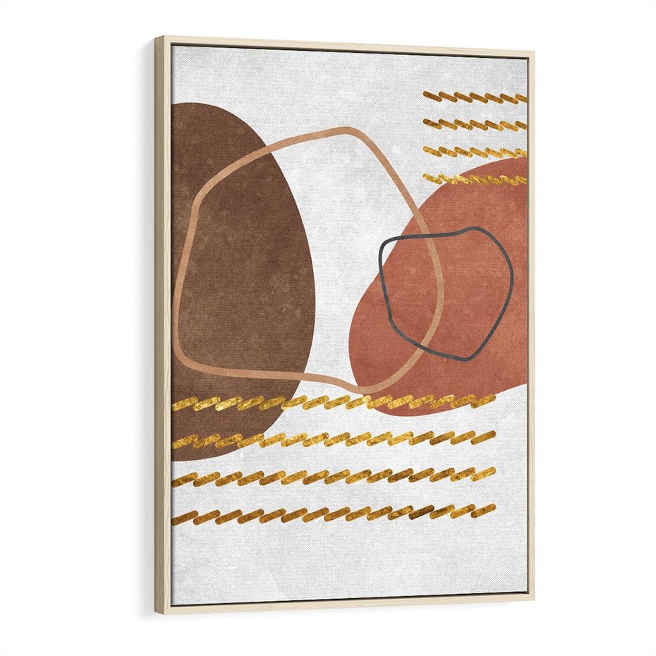 Obraz w ramie 70x100 - Odbicie światła serca - abstrakcyjne rozlane plamy, boho styl - rama drewno