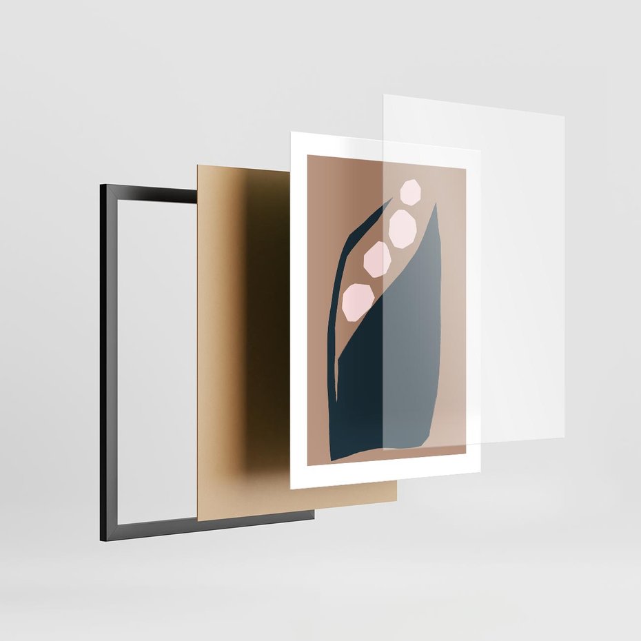 Plakat w ramie 30x40 - Wnętrza Boho Serca - abstrakcyjny obraz, plakat - rama czarna