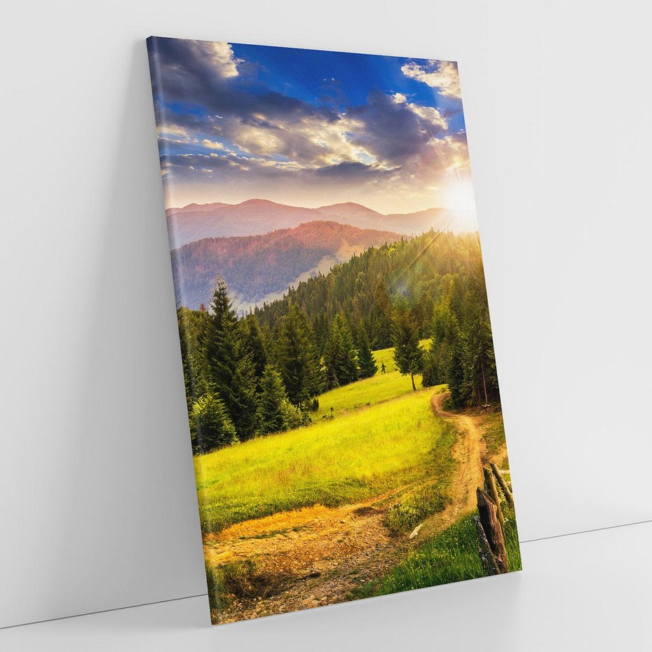 Obraz na płótnie 70x100 - Zachód słońca na łące - zachód, łąka