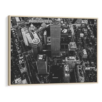 Obraz w ramie 120x80 - Kontrastujące miasto - miasto, biało - rama drewno
