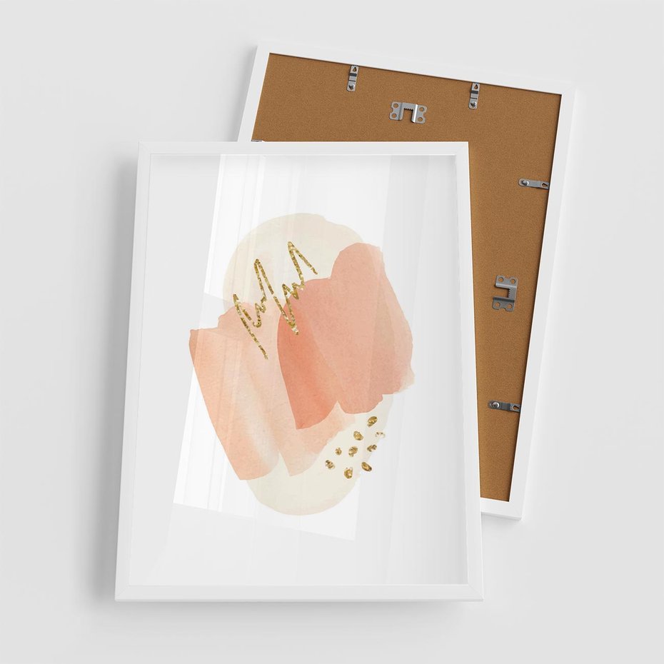 Plakat w ramie 50x70 - Rozbijające Plamy - abstrakcyjne akwarelowe plamy, minimalizm - rama biała