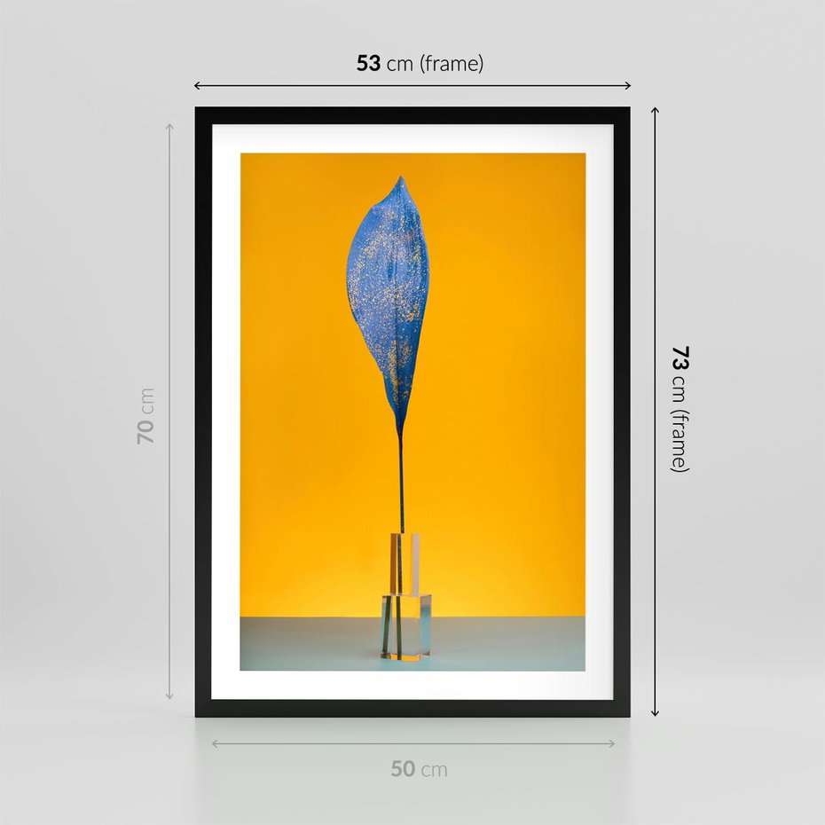 Plakat w ramie 50x70 - Niebiańskie liście - liść, liście - rama czarna