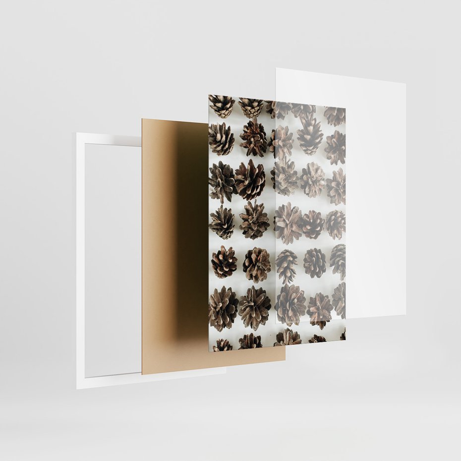 Zestaw obrazy w ramie 50x70 galeria - Zima, szyszki, śnieg - rama biała