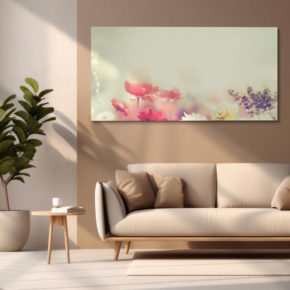 Obraz na płótnie 120x60 - Delikatne kwiaty pastelowe - kwiaty, pastelowe